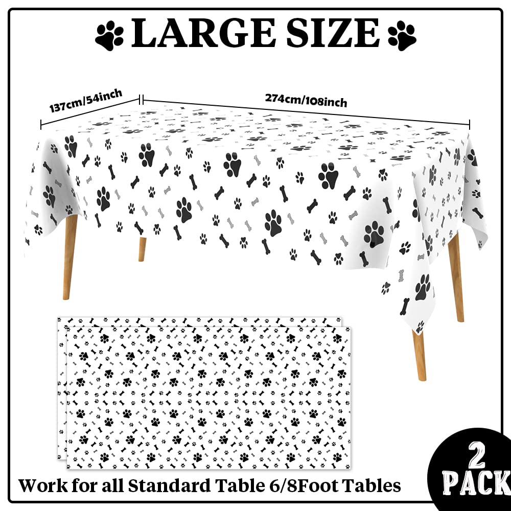 QEYMN disposable pet-themed table cover with dog bone patterns for quick cleanup.