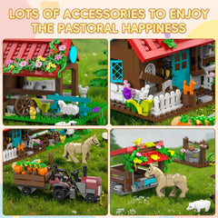 QHECTTY Farm House Building Set Cowshed – realistic barn scene for role-play.