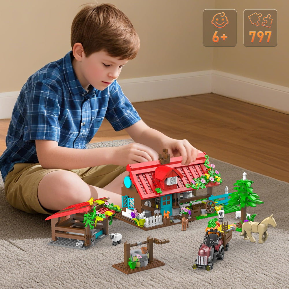 QHECTTY Farm House Building Set Flowers and Plants – adds whimsy and color to builds.