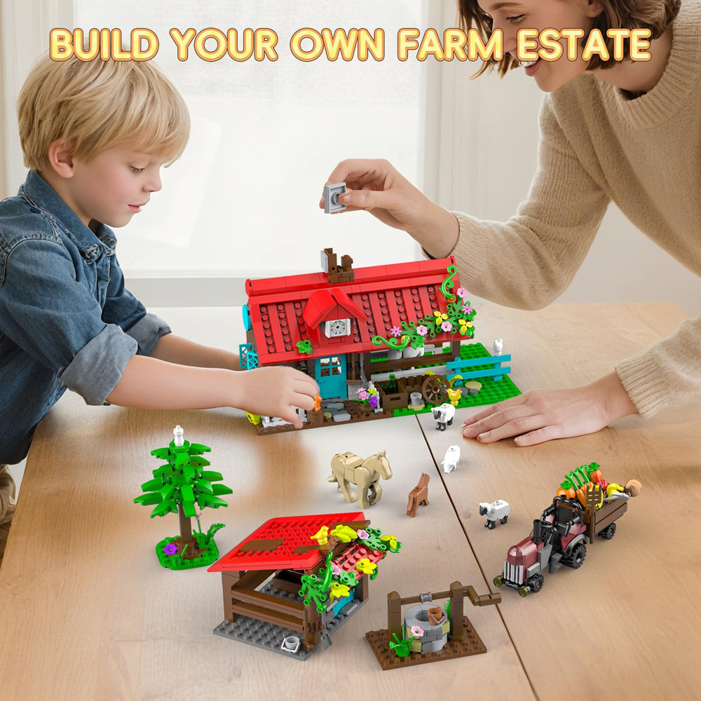 QHECTTY Farm House Building Set Pigsty – engaging farm area for storytelling and play.