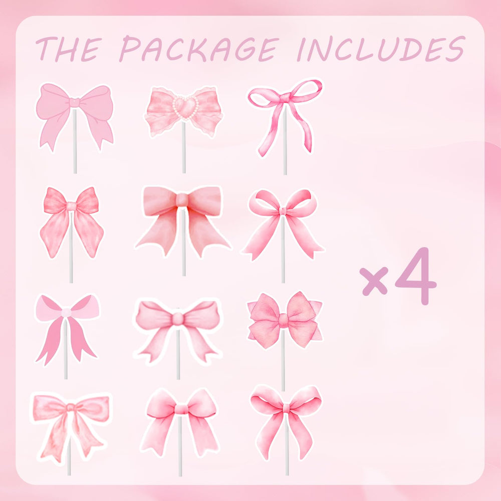 qhqqwzxqc coquette bow cupcake toppers pink 3 - ideal for bridal showers and baby showers