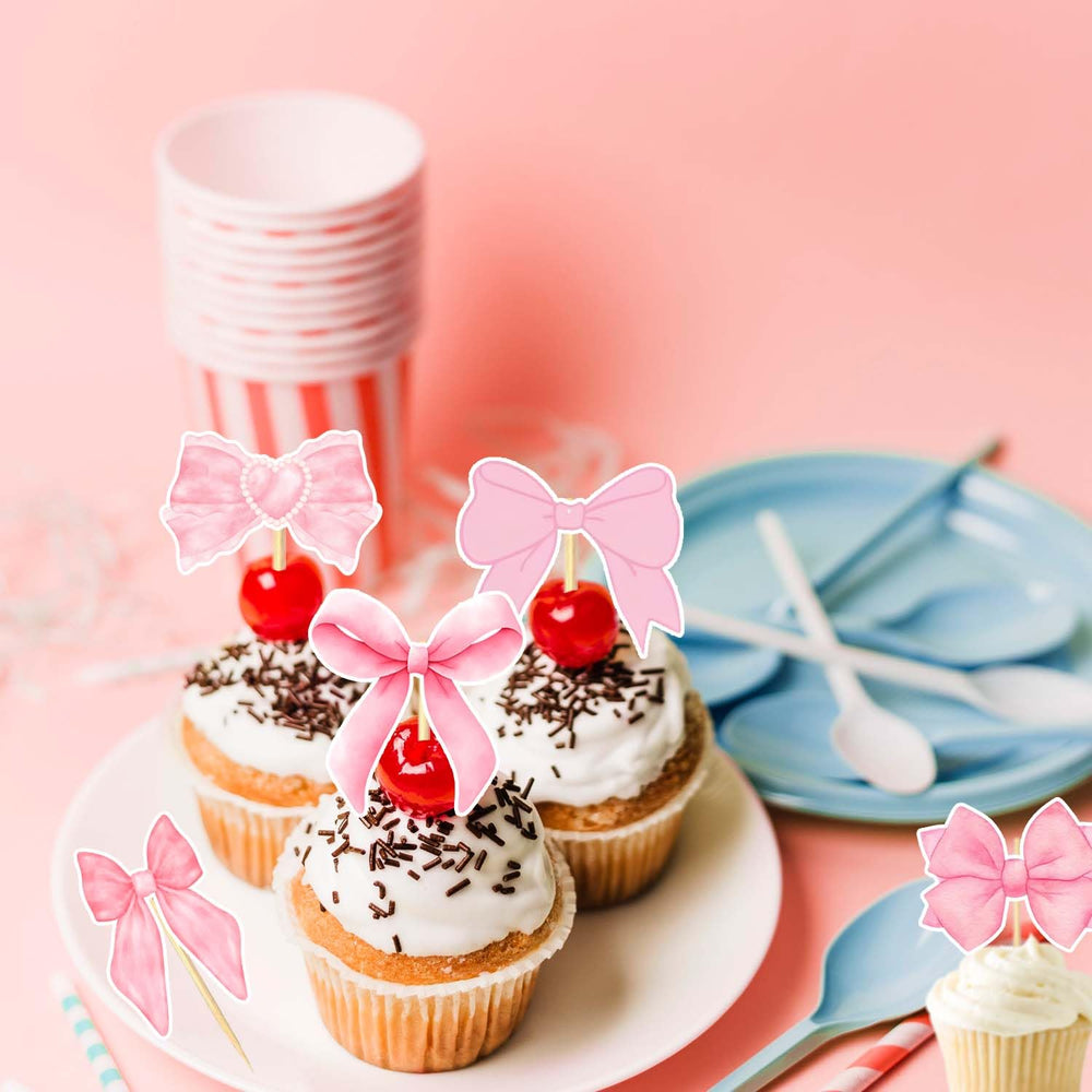 qhqqwzxqc coquette bow cupcake toppers pink 5 - vibrant color boosts celebration visuals