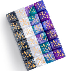 QiAN SiMAi 24-piece galaxy purple-green counter dice for easy token tracking during games.