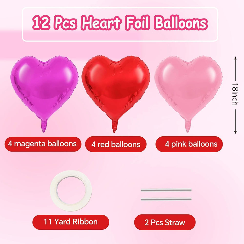 QianYa red heart balloons add bold birthday party flair