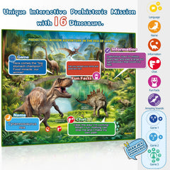 Qiaojoy dinosaur poster showcases sixteen species with immersive sounds