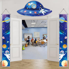 QICI outer space banner classroom backdrop for a themed study area.