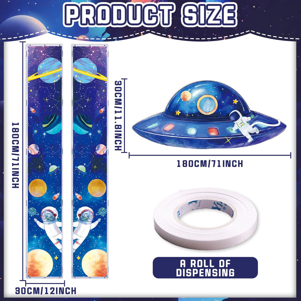 QICI outer space banner planet illustration adds playful space vibes to a bedroom.