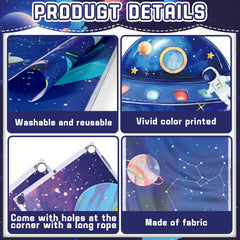 QICI outer space banner rocket design brings action to parties or classrooms.