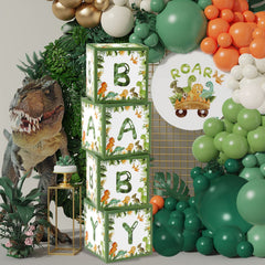 QIFU dinosaur baby box in green jungle design for jungle themed baby shower decor