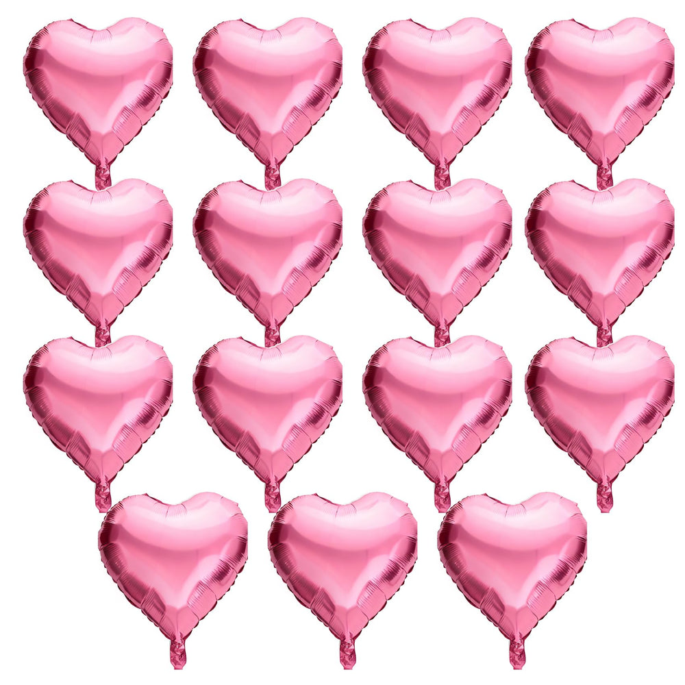 QIHOMPIB pink heart foil balloon for romantic Valentine decor.