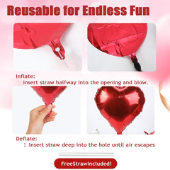 QIHOMPIB 16-inch red O balloon complements X letters for Valentine décor.