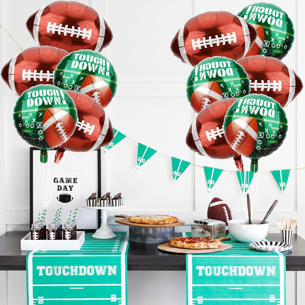 QIHOMPIB football balloons inflated display for party setups.