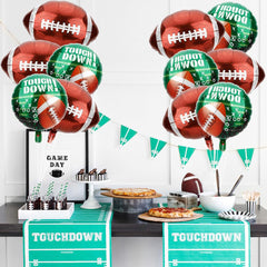 QIHOMPIB football balloons inflated display for party setups.