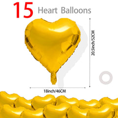 QIHOMPIB gold heart foil balloon with ribbon for easy DIY centerpieces