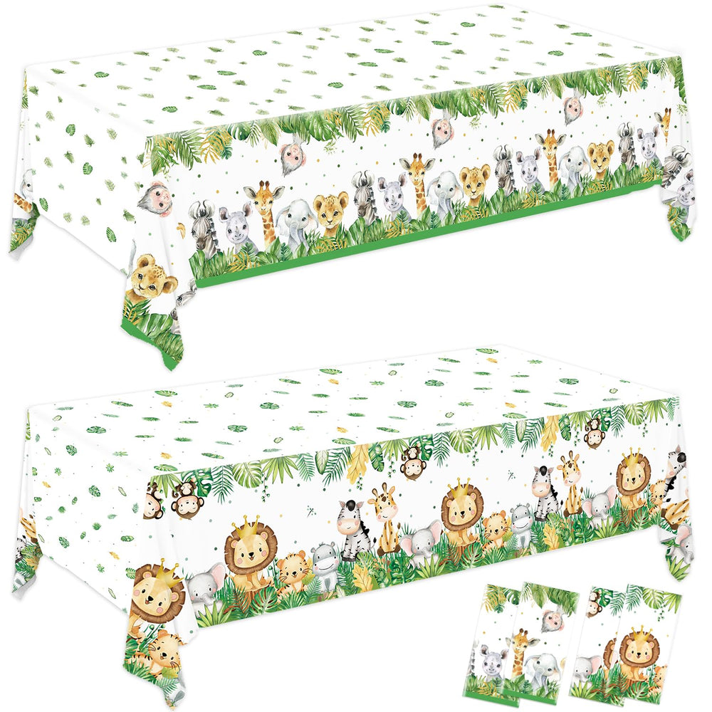 QIYANPAX safari tablecloth with animal designs for parties.