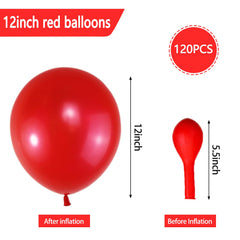 QIKOOLAA balloon arch with royal red balloons creates a dramatic centerpiece