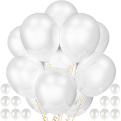 QIKOOLAA royal white 12in balloons pack for stunning party arches and decor
