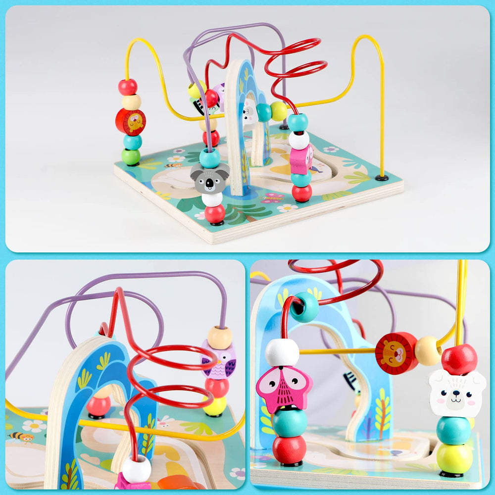 Qilay wooden activity cube detachable top and bottom for easy storage.