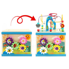 Qilay wooden activity cube learning clock aids time-telling concepts for toddlers.