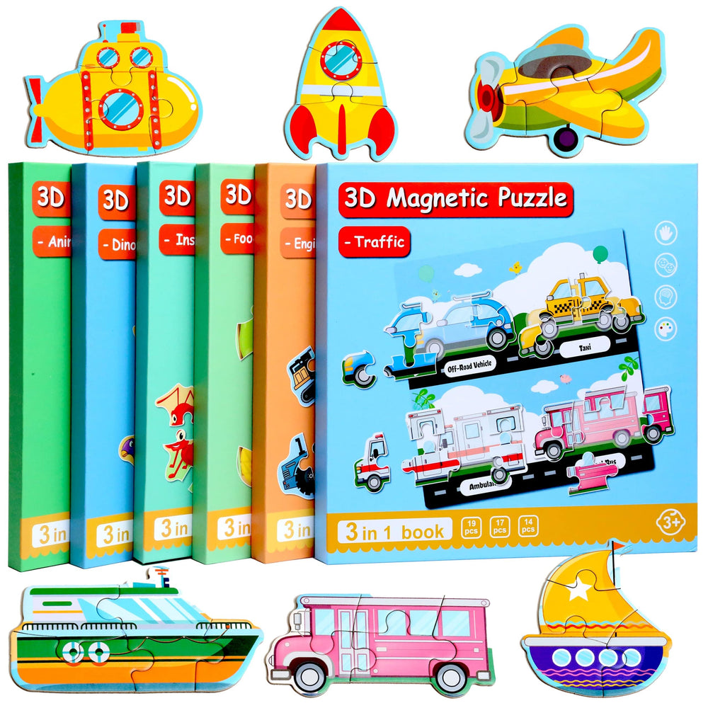 QimuMku magnetic puzzles car patterns boost travel play and problem-solving on the go