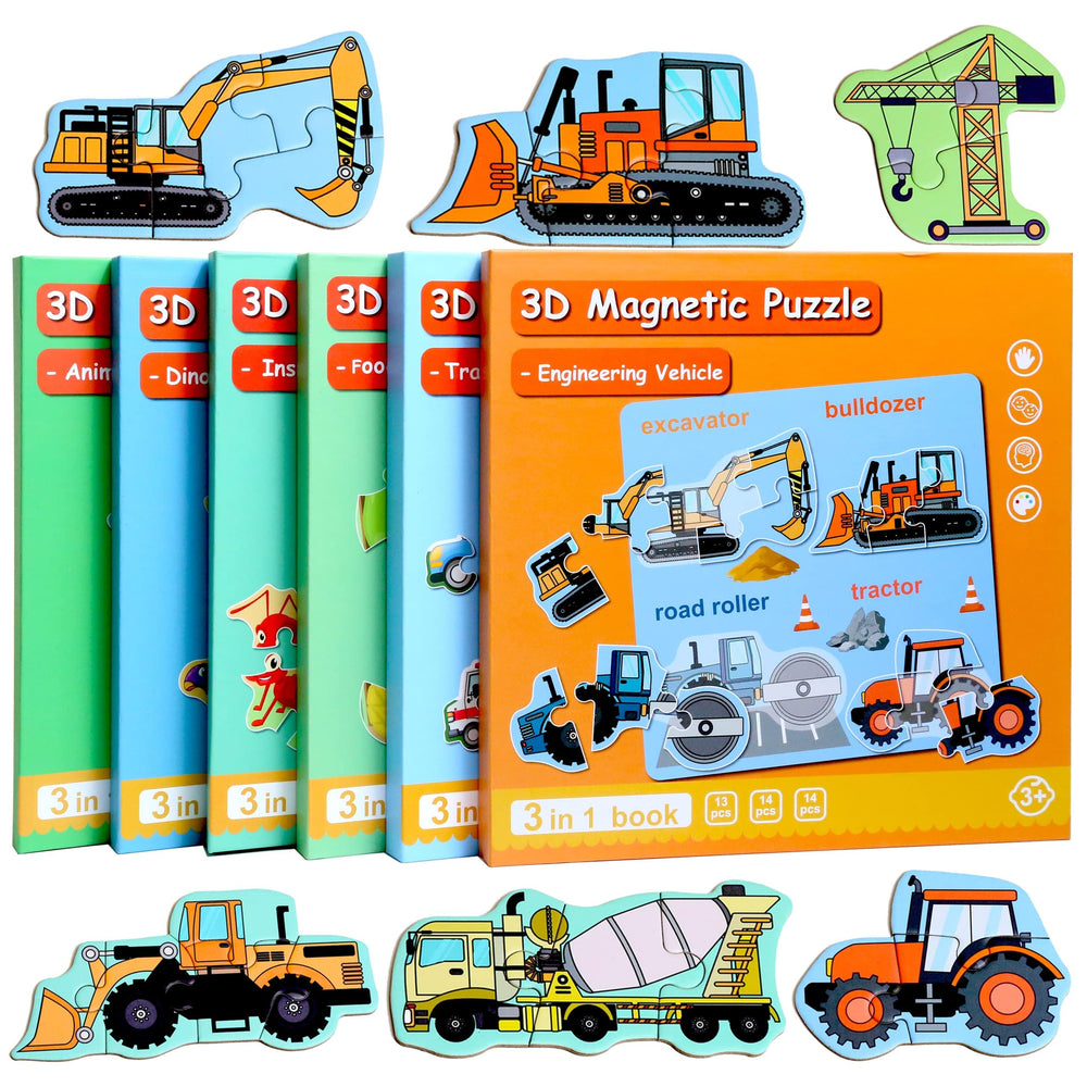 QimuMku Excavator Puzzle on fridge, magnetic learning for travel days.