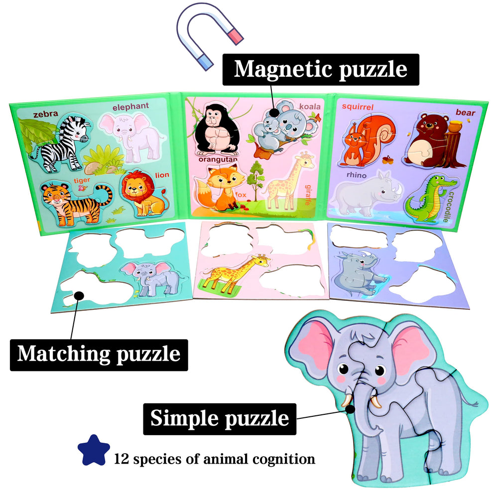 QimuMku magnetic puzzle on fridge demonstrates easy attachment for on-the-go play