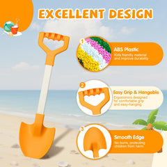 QINGLER 20-inch orange beach shovel 2-pack with smooth edges for safe digging