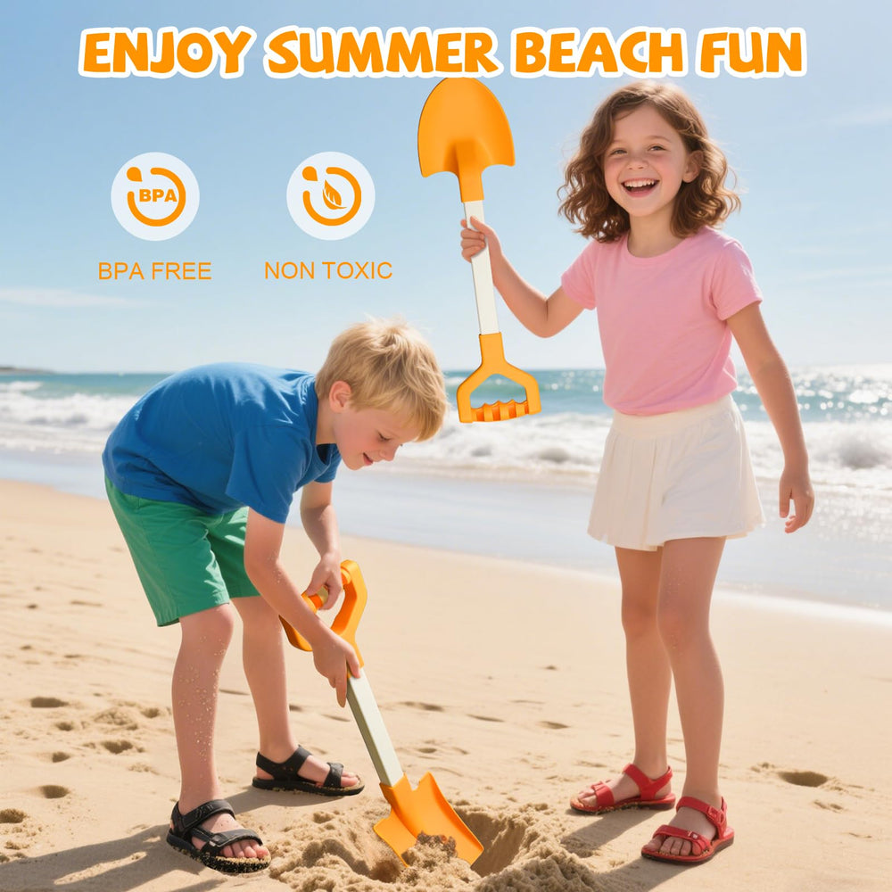 QINGLER 20-inch orange beach shovel 2-pack ergonomic handle for comfortable digging