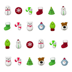 QINGQIU Christmas Mochi squishies—front view of the 24-piece set for festive play