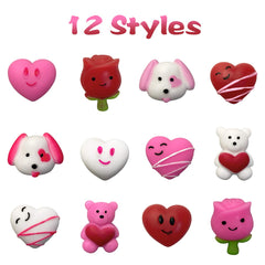 QINGQIU Valentines pink heart squishy toy for fidgeting fun and party favors.