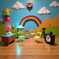 Qintreesify colorful dollhouse chair collection adds cheerful accents to displays.