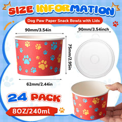 Qinyoung red paw pattern cups with lids, ideal for snacks at parties