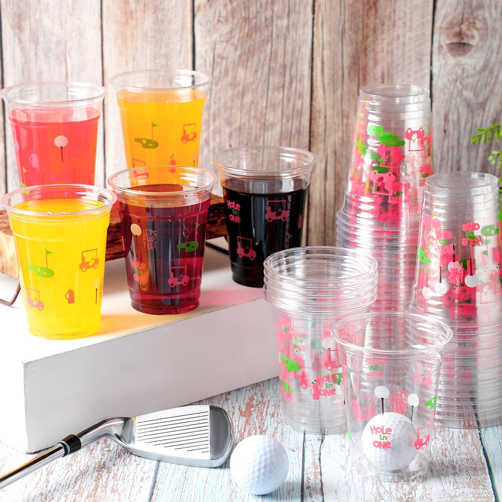 Qinyoung 12oz clear golf cups for easy beverage service.