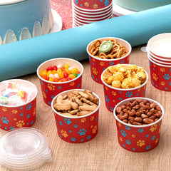 Qinyoung paw-theme cups with lids, party-ready design