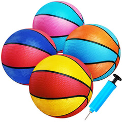 Qirptey four-pack mini basketballs 7in with easy grip for young players.