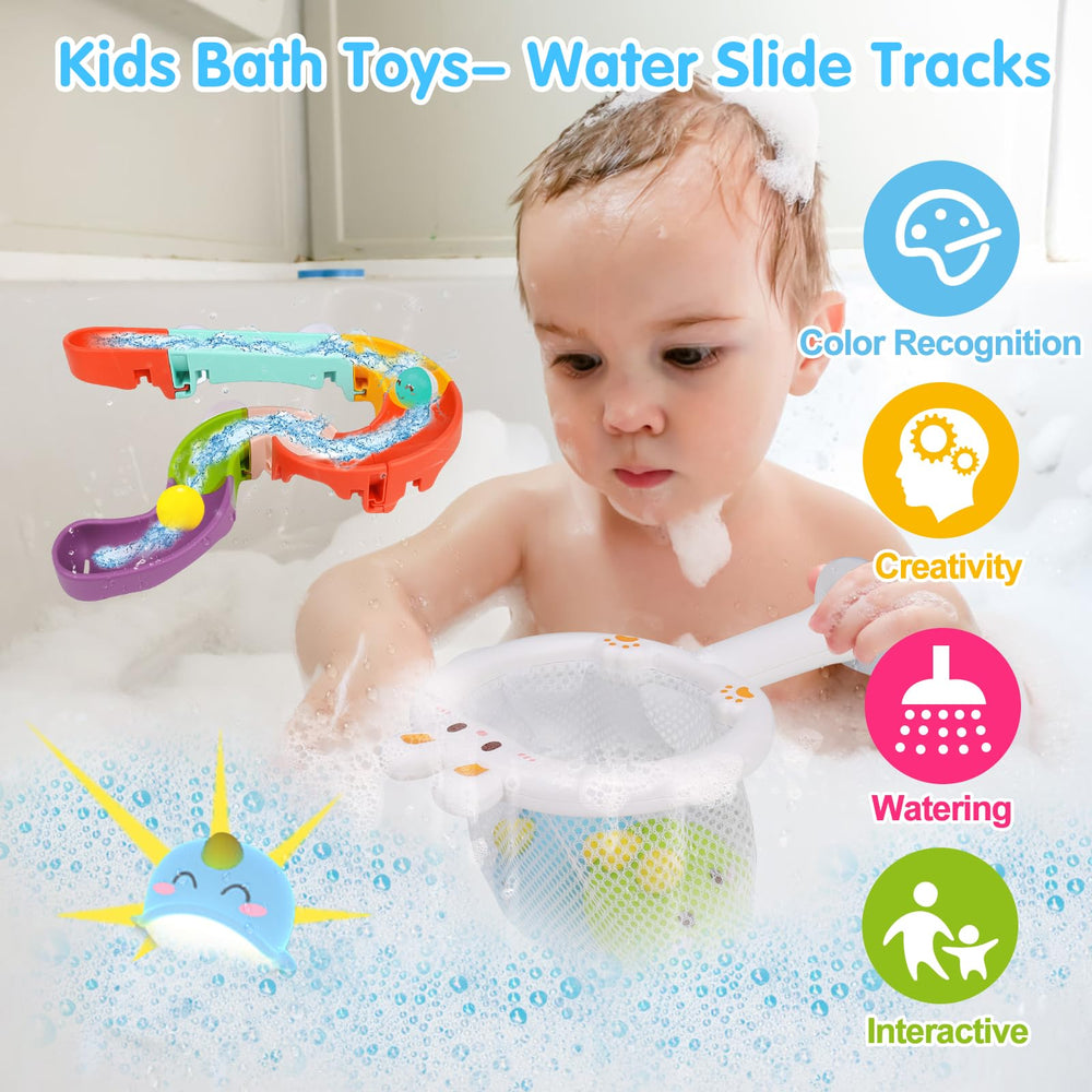 Qirptey bath toy with music and lights creates lively tub play.