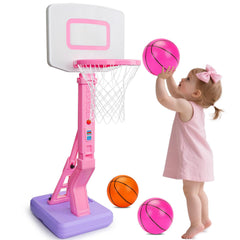 Qirptey pink toddler basketball hoop for poolside play and outdoor fun