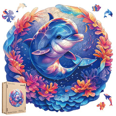 Qiuenisray Dolphin Baby Puzzle – vibrant wooden pieces for engaging family play