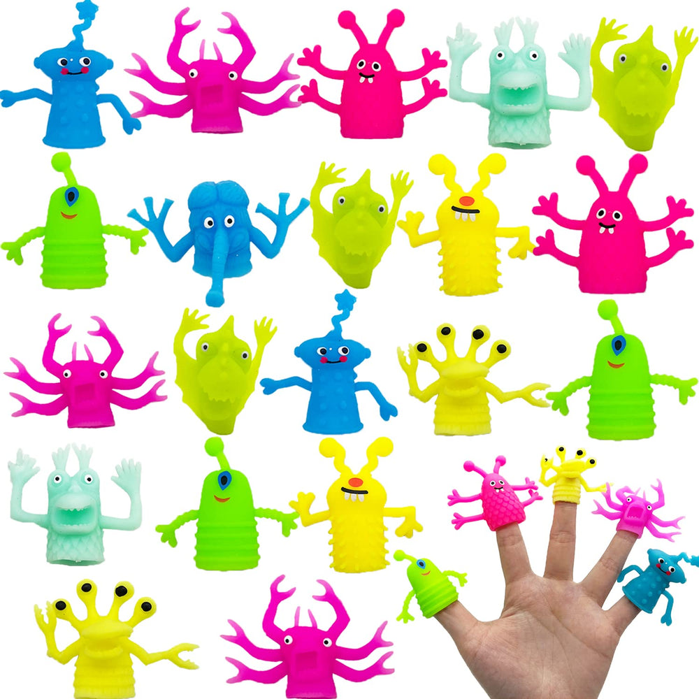Qiuttnqn 20 Pcs finger puppets in bright monsters for party favors and storytelling