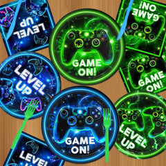 QIYANPAX video game dessert plate neon design A brightens the dessert table