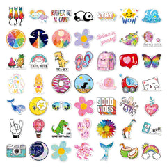 QIUYUEMIN kawaii rainbow-colour stickers catch light for a shifting glitter effect
