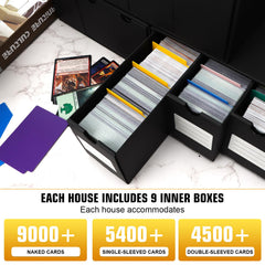 QLOUNI trading card storage side view demonstrates modular, detachable design.