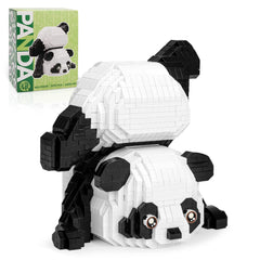 QLT QIAOLETONG Panda mini blocks set close-up showing compact build for display.