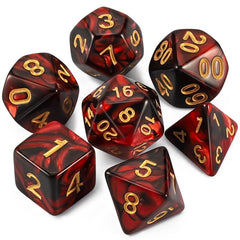 QMAY DND dice set in red and black with d20 for epic encounters