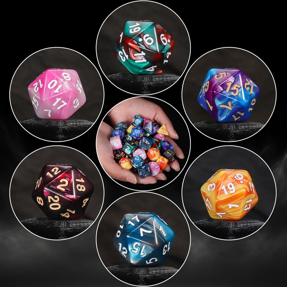 QMay DND dice close-up shows vibrant colors aiding quick identification