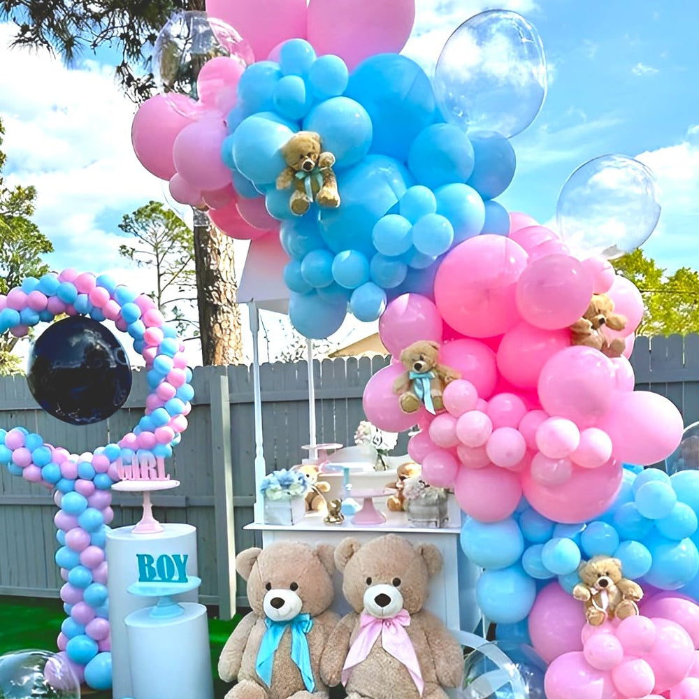 Qmraercu wedding and baby shower decor with pink and blue latex balloons