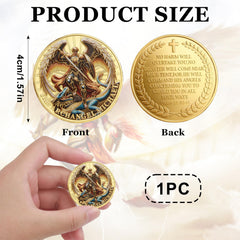 Qoncosy Archangel Michael coin back with Psalm 91:10-11 scripture