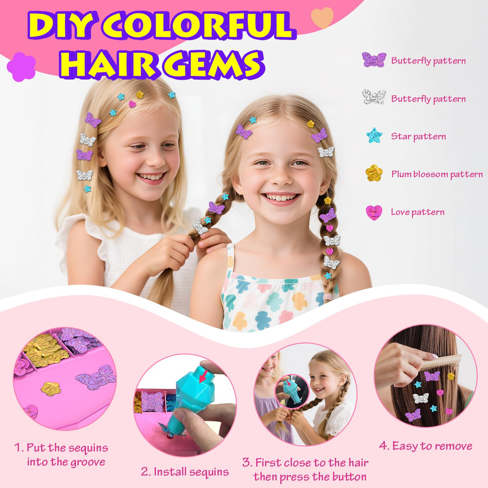 QoQlz Hair Gem Stamper Kit with sequin charms for playful hair decor