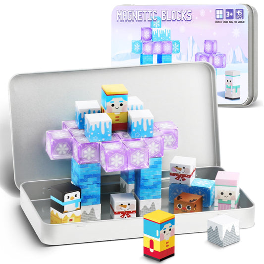 QOUBAI ice castle blocks connect magnetically for imaginative play.