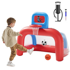 QPAU 2-in-1 inflatable toddler hoop assembly shows easy setup for instant play.